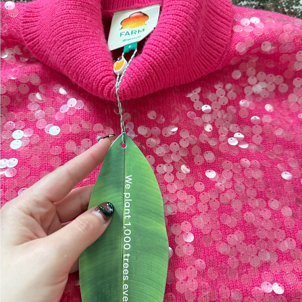 🆕 FARM Rio pink sequin sweater - Picture 4 of 4